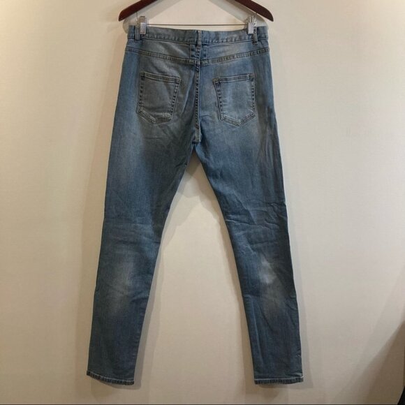 SAINT LAURENT PARIS Sz 32 Slim Leg Distressed Knees Made in Japan Mid-Wash Jeans - Picture 7 of 12